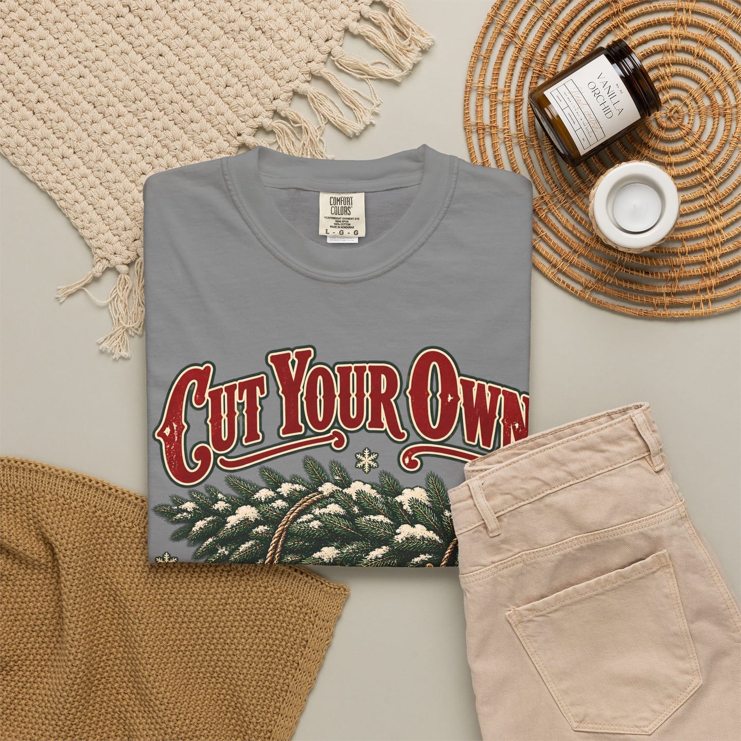 Christmas Tree Farm Shirt, Cut Your Own Christmas Tree Vintage Tee, Retro Sled and Saw Country Christmas Graphic Tee — view 15