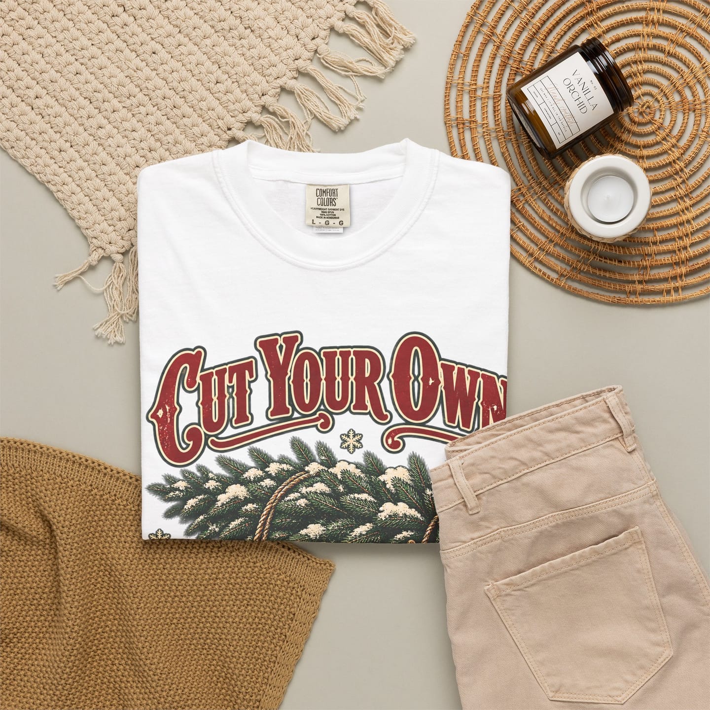 Christmas Tree Farm Shirt, Cut Your Own Christmas Tree Vintage Tee, Retro Sled and Saw Country Christmas Graphic Tee — view 4