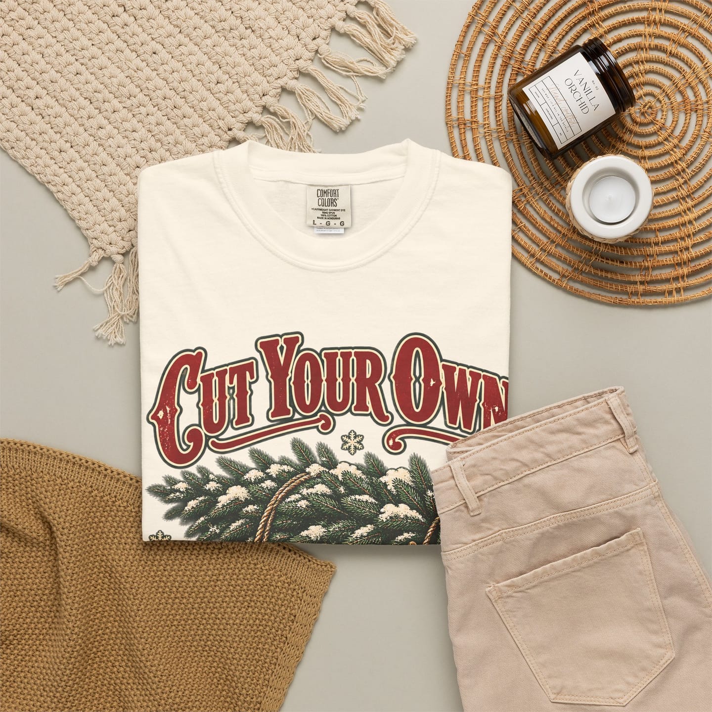 Christmas Tree Farm Shirt, Cut Your Own Christmas Tree Vintage Tee, Retro Sled and Saw Country Christmas Graphic Tee — view 10